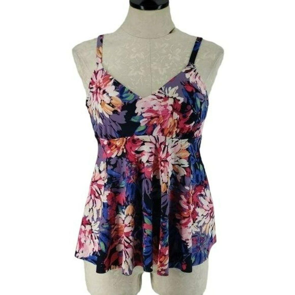Catalina Tropical Floral Print Tankini Top